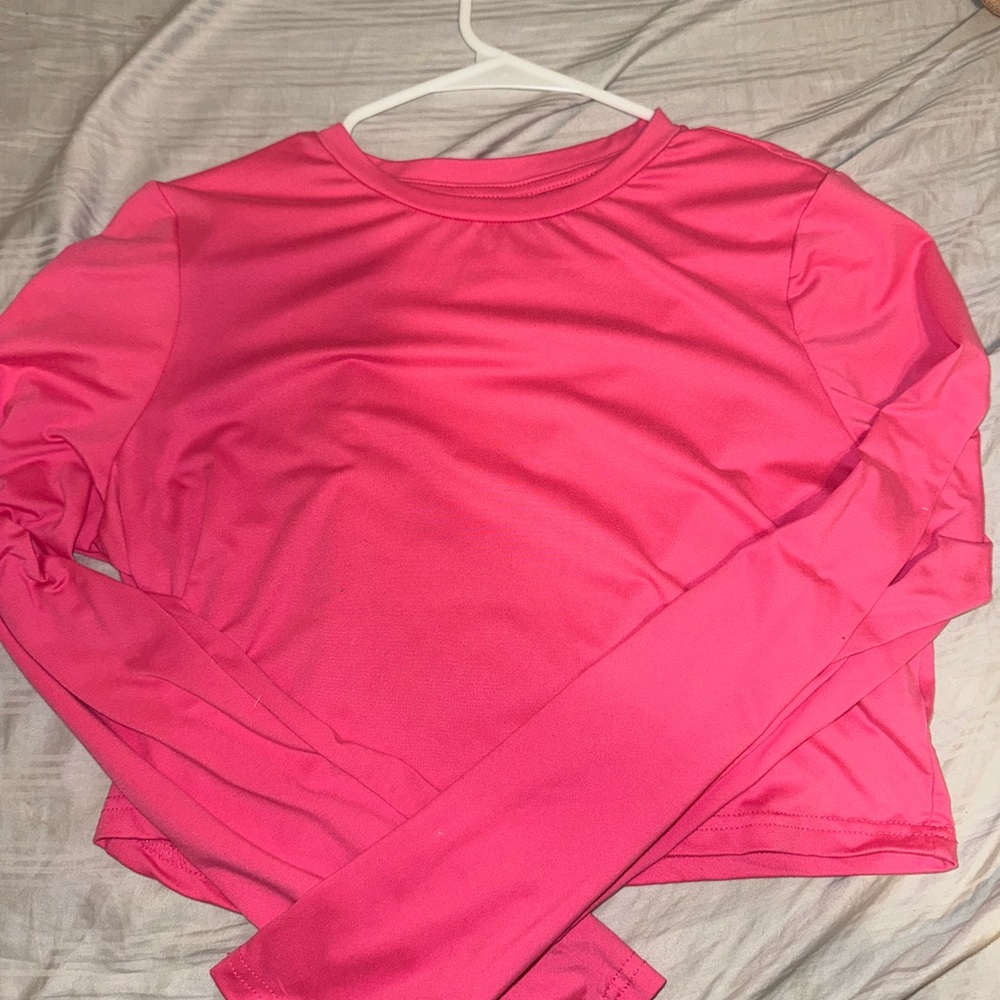 SHEIN Vibrant Pink Long Sleeve Blouse